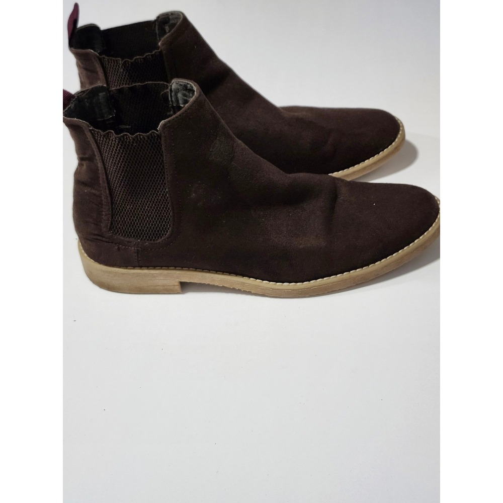 H&M Mens Chocolate Brown Faux Suede Chelsea Boots Ankle Casual Shoes Metro
